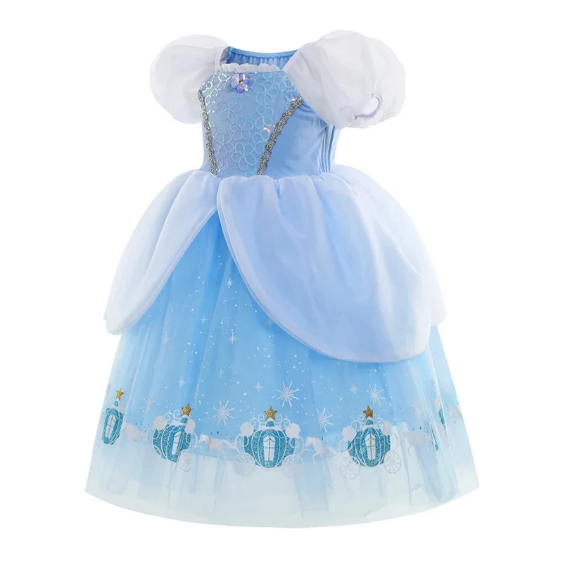 Aschenputtel Kleid Halloween Kind Prinzessin Cosplay Ballkleider Baby Mädchen Weihnachts kostüm Geburtstags feier Geschenk 2-10t Pailletten Kürbis