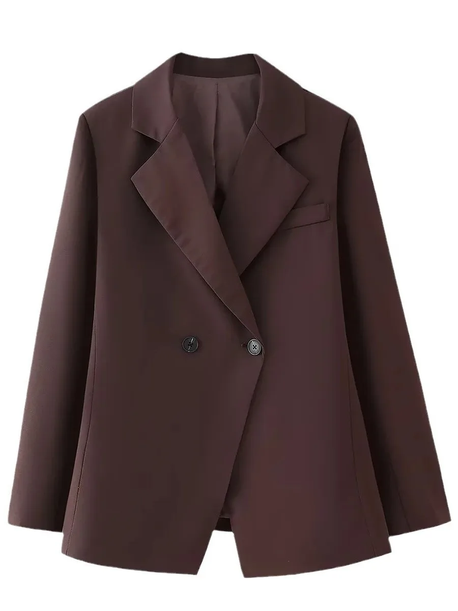 Женский приталенный костюм Pure Color на пуговицах, джемпер с высокой талией и воротником-стойкой, повседневный деловой костюм из полиэфирного волокна Long Sve