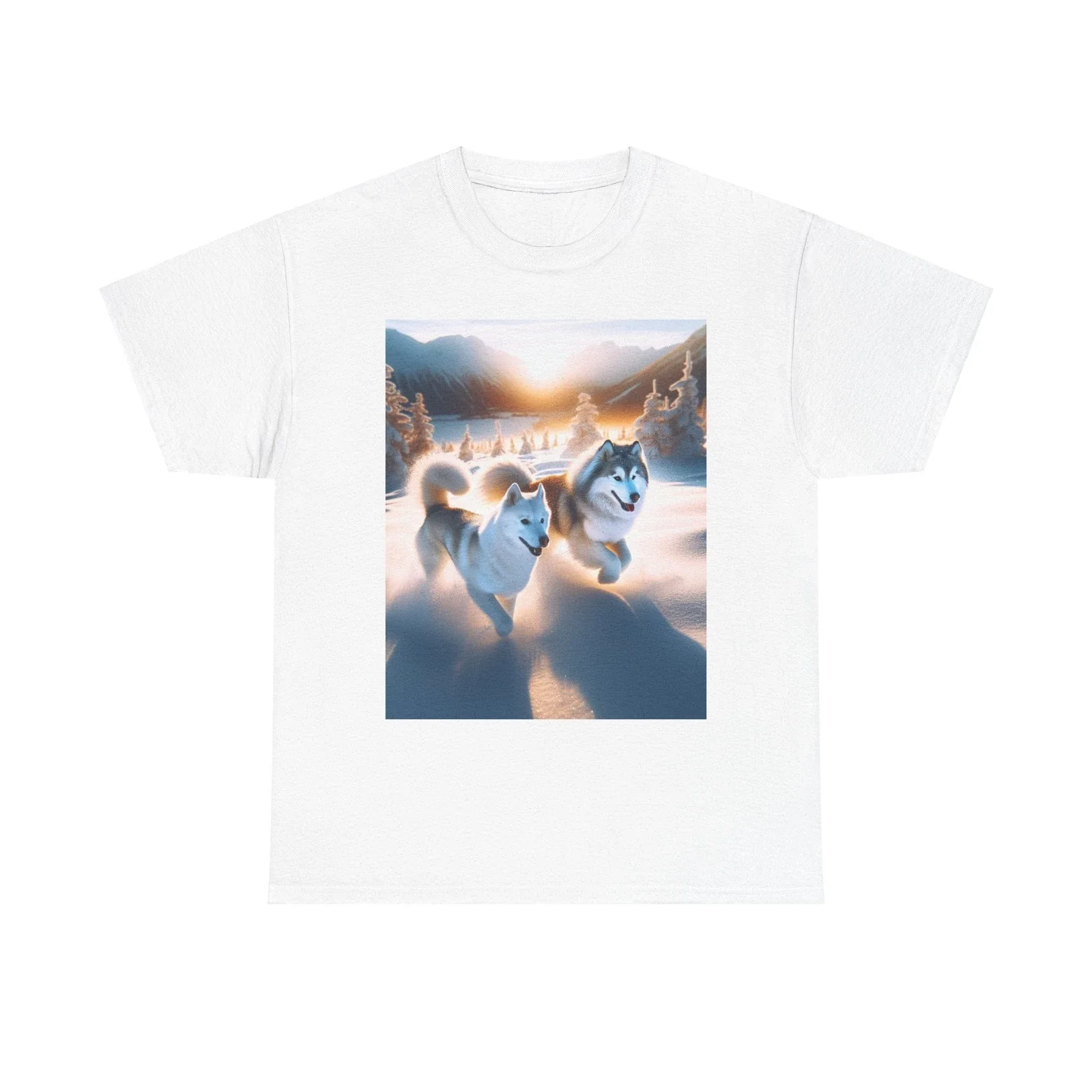 

Snow Dog Graphic Printing Summer Luxury Brand Cotton Men's and Women's T-Shirts Short Sleeves Street Fashion Clothing