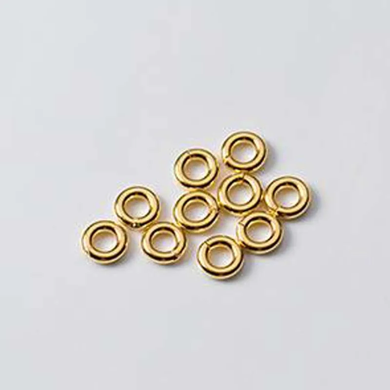 10pcs Genuine Real Pure Solid 925 Sterling Silver Close Jump Rings Gold Split Ring Connector Chains DIY Jewelry Making Findings