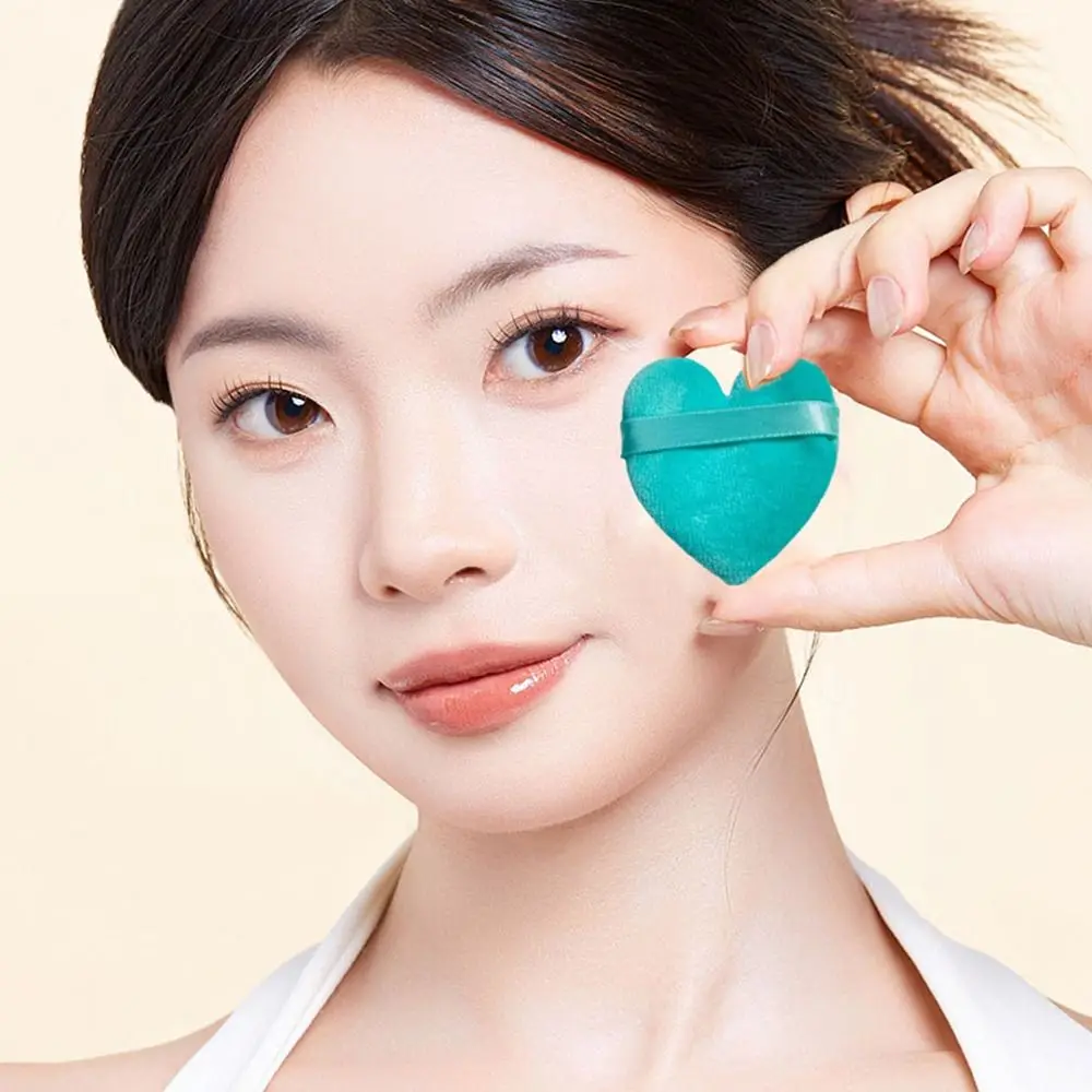 5 pezzi di cuscini per dita del settore lavabili a forma di cuore/rotondo multicolori velluto bagnato asciutto usato spugna mista soffio cosmetico riutilizzabile