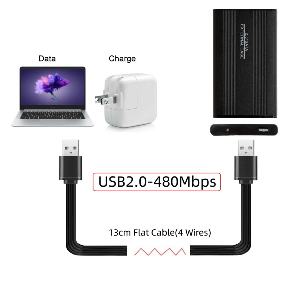 Cablecc-usb 2.0タイプaからタイプbおよびタイプaメス拡張、オスフラット、ディスクおよび電話プリンター用のスリムなデータケーブル、13cm、3パック