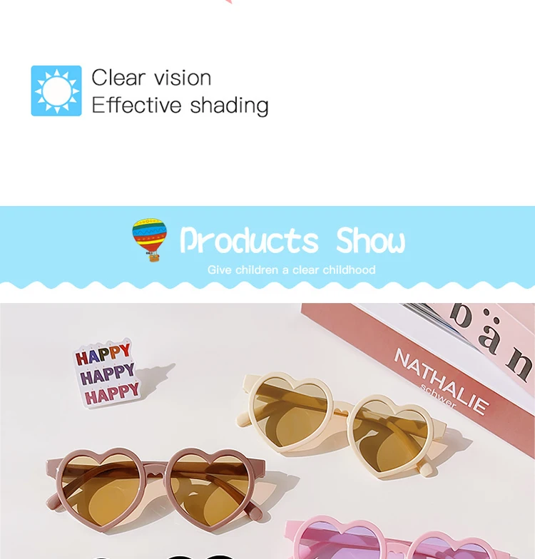 Neue Kinder-Sonnenbrille mit Cartoon-Herz, Sonnenblume, Frucht und Hasenohren für Mädchen und Jungen, Runde Polarisierte UV400-Sonnenbrille für Draußen – Detail 9