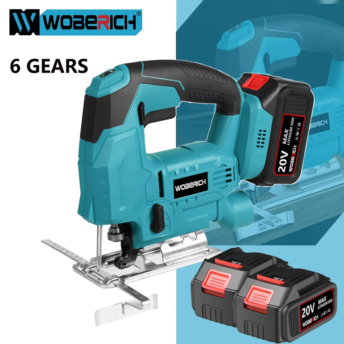 6 Gear Electric Jigsaw Cordless Jig Saw Variable Speed Portable Multi-Function Woodworking Power Tool for Makita 18V Battery