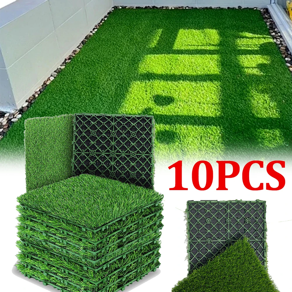 

10pcs Square Grass Mat 12 Inchx12 Inch Square Artificial Lawn Carpet Interlocking for DIY Project Model Scene Railway Layout