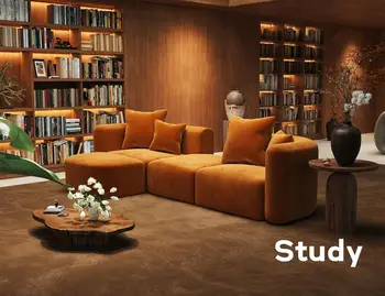 Luxury Modern Modular Sectional Sofa with Ottoman – Oversized 4-Seat Deep Curved Back Couch 5
