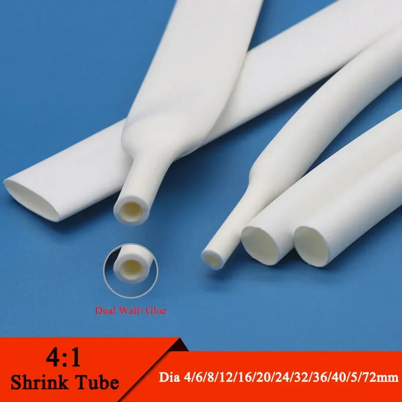 

4:1 Heat Shrink Tube with Glue Thermoretractile Heat Shrinkable Tubing Dual Wall Dia 6 8 12 16 24 40 52mm Protector Cable 1/5M