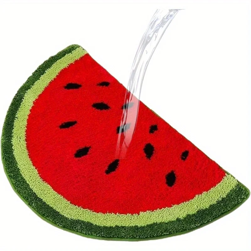 Fruit Pattern Rug  Doormat Half Round Shaped Water Absorption Bath Mat Non Slip Floor Mat, Bedroom and Carpets for Living Room