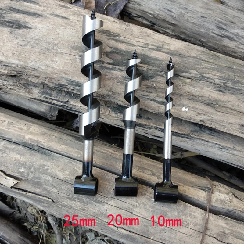 Durable Auger Bit Set 65# High Carbon Steel Woodworking Hand Drill for Drilling in Most Kinds of Woods Outdoor