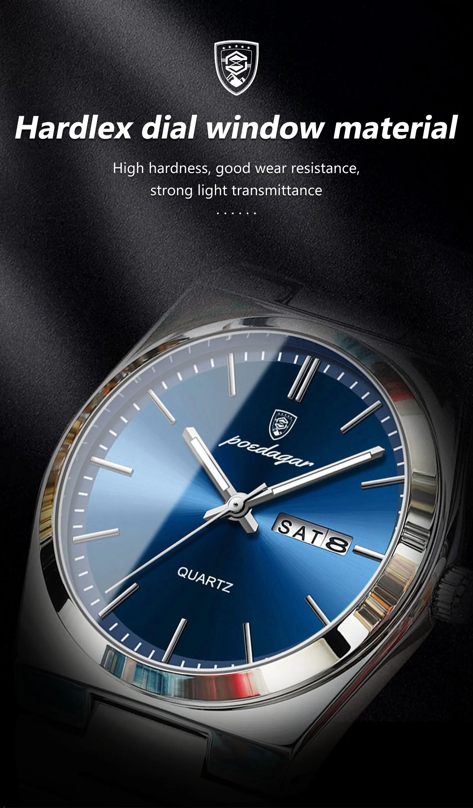POEDAGAR Luxus Uhren Für Männer Edelstahl Wasserdicht Leucht Mann Uhr Datum Woche Mode Lässig männer Quarzuhr Reloj – Detail 6