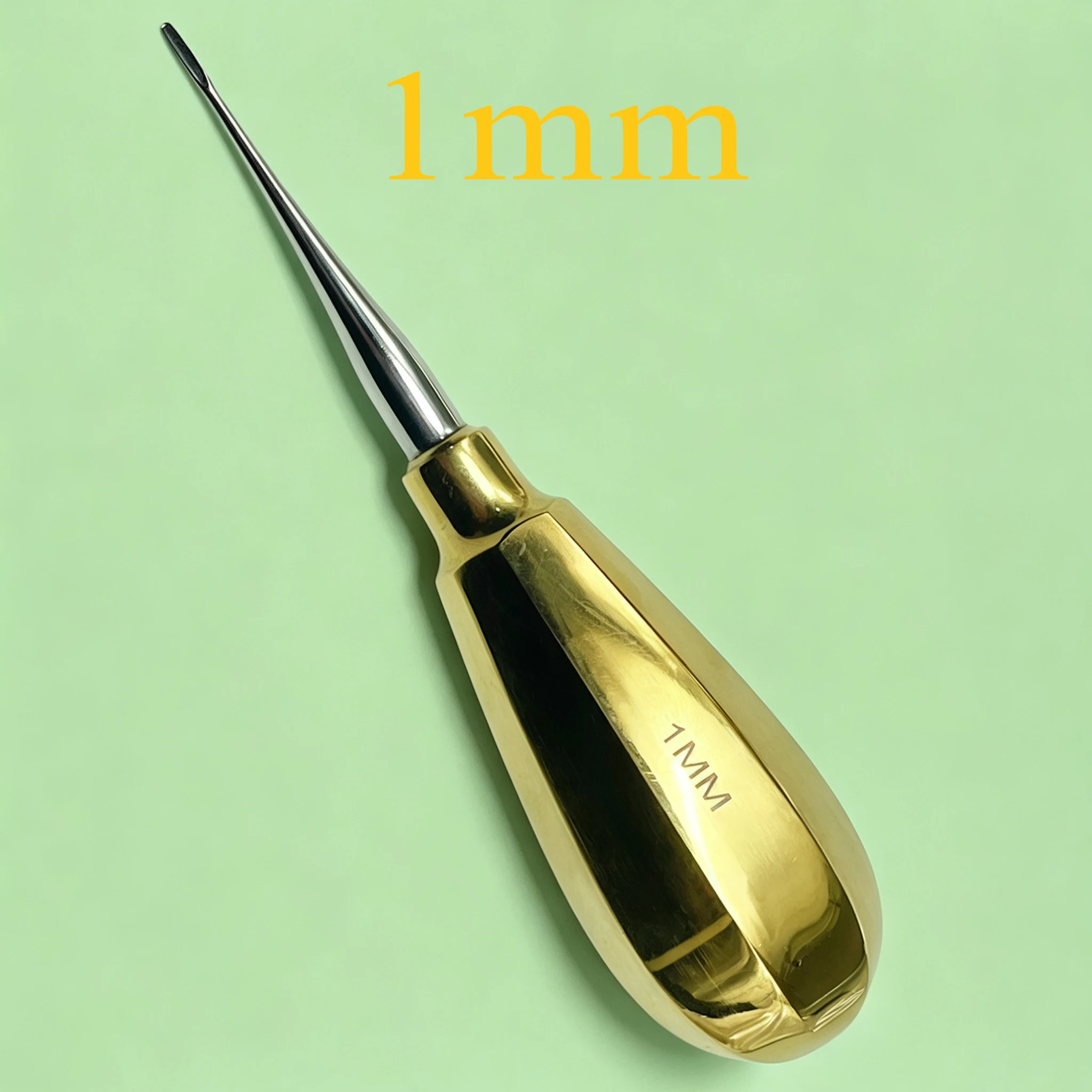 Tierärztlicher Zahnlifter mit Goldgriff, kurzer Griff, geflügeltes Design, professionelles Werkzeug für die Zahnchirurgie von Katzen und Hunden. – Detail 1
