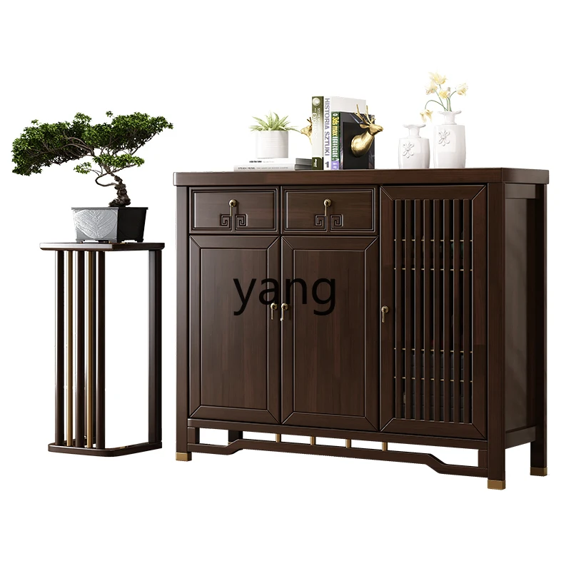 

LTT New Chinese Solid Wood Shoe Cabinet Entrance Cabinet Modern Large Capacity Three-door Storage Cabinet at Home Door