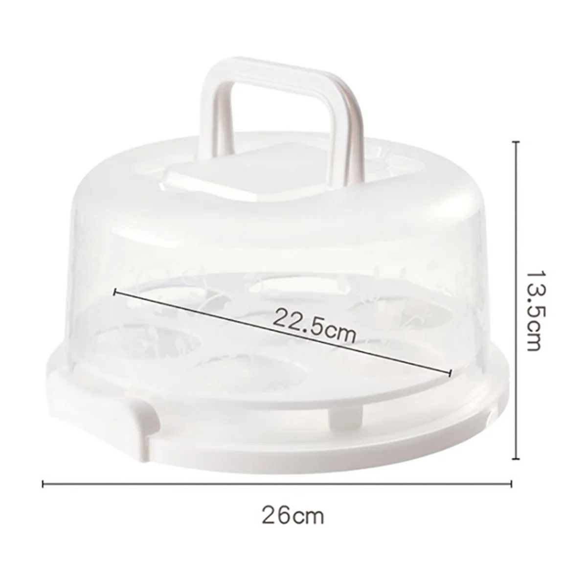 Taartdrager met deksel en handvat, Cupcake-dragerhouder Cupcakes, Plastic ronde taarttransportopslagcontainer