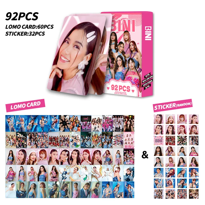 In Stock 92Pcs BINI Laser Holographic LOMO Cards Boxed Collectible Fan Support Photocards P-pop Blooms Gift Merch Kpop New