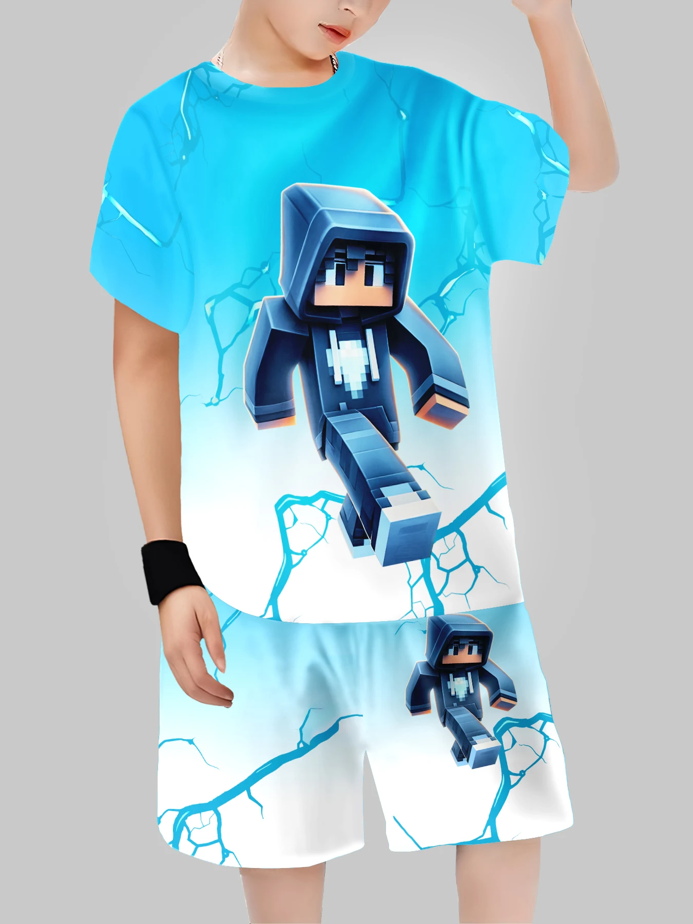 Nouveau bloc homme impression numérique transfrontalière vêtements pour enfants décontracté à manches courtes T-shirt vêtements pour garçons