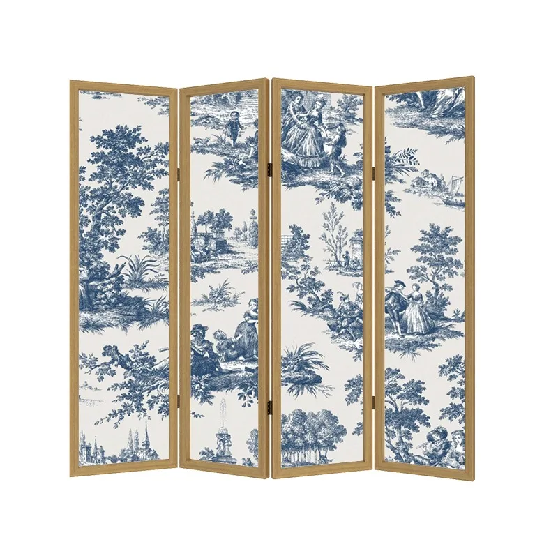 

French solid wood screen, partition folding, mobile living room entry, bedroom retro decoration, blocking modern simple folding