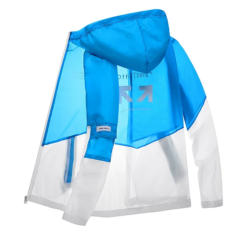 2024 Summer Men's Jacket Casual Loose And Breathable Jogging Fitness Hooded Printed Jacket Outdoor Sun Protection Windbreaker
