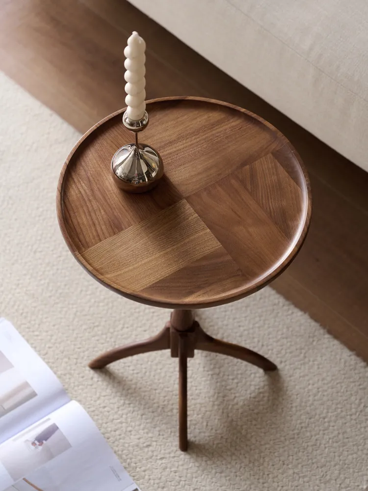 

PYJ black walnut table small coffee living room household small round side table