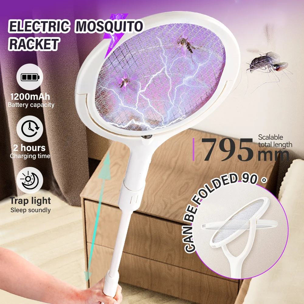 3500V 5in1 Mosquito Killer Lamp Multicunctional Angle Adjustable Bug Zapper Electric USB Rechargeable Mosquito Fly Bat Swatter