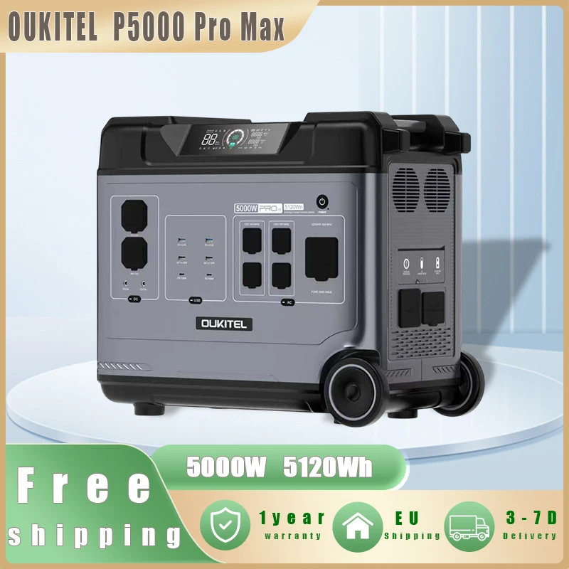 

Портативная электростанция OUKITEL P5000 Pro Max 5000 Вт, солнечный генератор 5120 Вт·ч LiFePO4 для дома, кемпинга и мобильного питания
