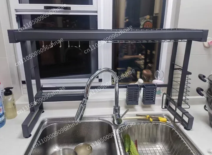 

New Dish Drying Rack Kitchen Over The Sink Dish Drain Rack Utensil Holder Sink Stainless Steel Matt Black