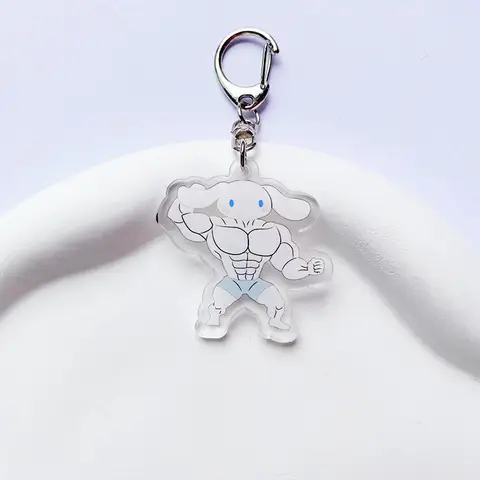 Funny Sanrio Muscle Dark Wind Keychain Kawaii Anime Hello Kitty Keychain Fitness Hunk Couple Melody Kuromi Bag Keyrings Pendant