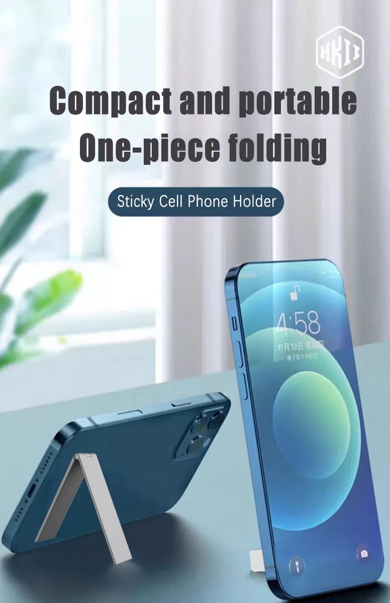Neuer ultradünner Handyhalter, universeller Metall-Desktop-Handy-Kompaktständer, faltbare Halterung, Ständer für iPhone Xiaomi – Detail 1