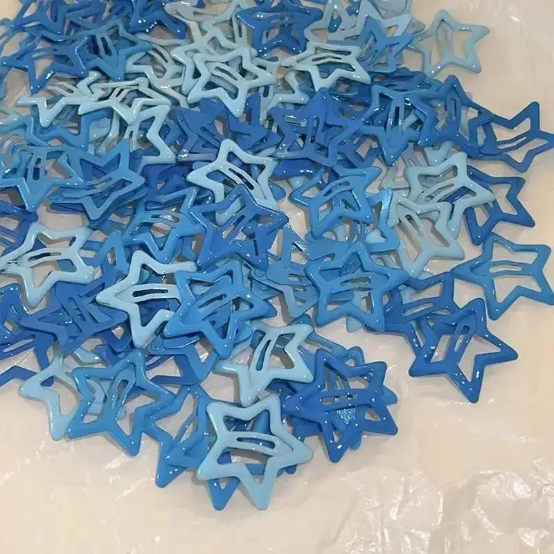 50 Stück bunte Kawaii-Stern-Haarspangen Y2K Süße Mädchen BB Solide Stern-Haarklammern Metall-Schnappklammer Kopfschmuck Haarschmuck Geschenke – Detail 11