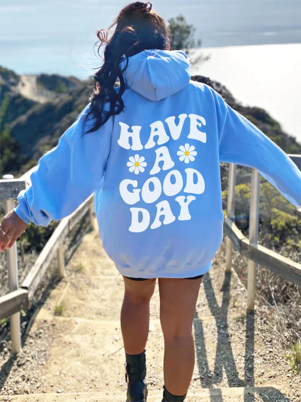 Have A Good Day Letter Hoodie Aesthetic Sweatshirt Preppy Sayings On Back Trendy Hoodies Positivity Quotes Pullovers Top