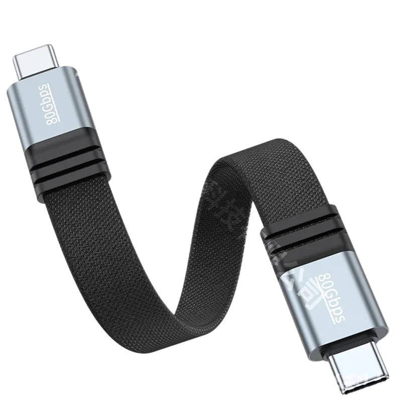 FULL-USB4 15ซม.Dual Type-C Full-Function Data Cable 80Gbps Power Bankสายสั้นPD240W Fast Charge Braided Process