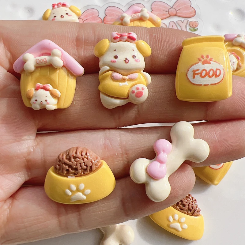 10 Pcs New Mini Kawaii Cartoon Dog, House Series Flat Back Resin StatueScrapbooking DIY Jewelry Hairpin Decoration Accessories