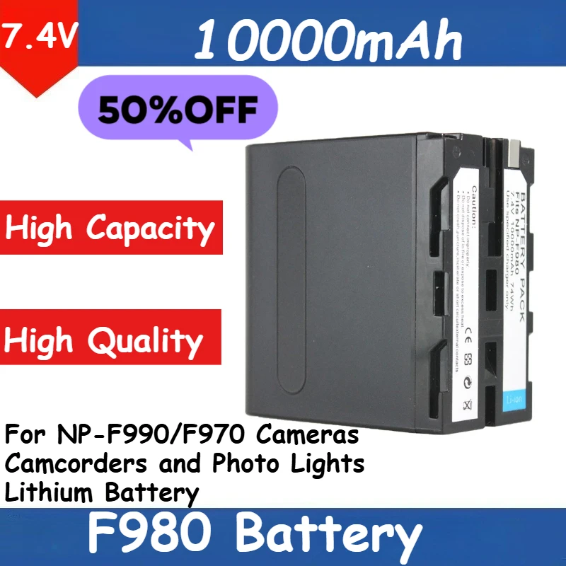 

F980 Battery Type-C USB Interface Fully Decoded for NP-F990/F970 Cameras Camcorders and Photo Lights Lithium Battery