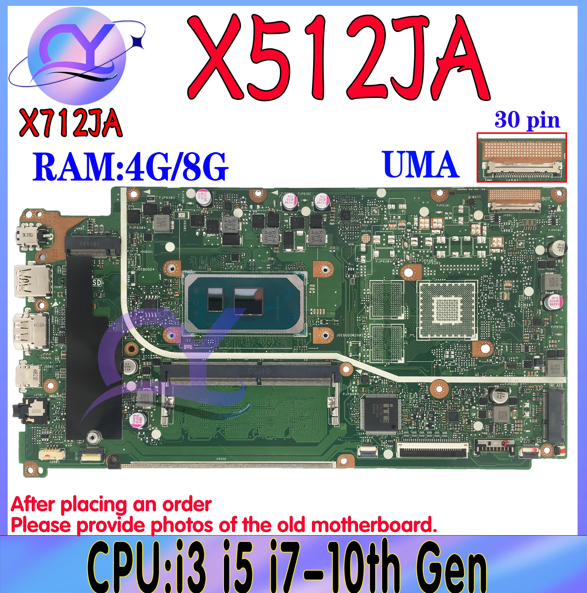 X512JA Mainboard X512J X512JAW X512JAU X712JA V5000J X512JP X512JF X512 S512J A512J K512J F512J V5000J X512JP Laptop Motherboard