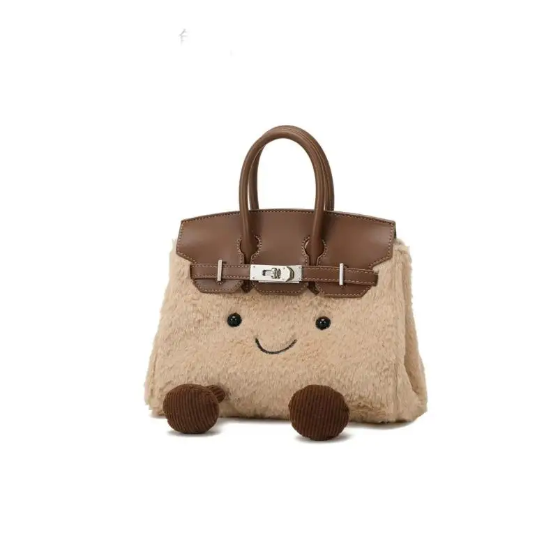 Schattige pluche pop Messenger Bag Damesmode herfst- en winterhandtas Casual grote capaciteit Cartoon pluche tas Kerstcadeau