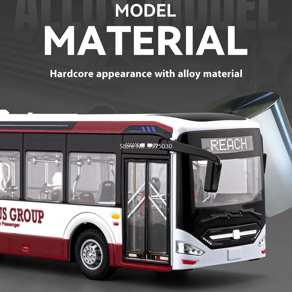 1:42 novos modelos de ônibus de energia carros brinquedo liga diecast roda puxar para trás ônibus em miniatura com veículo de música leve meninos brinquedos educativos
