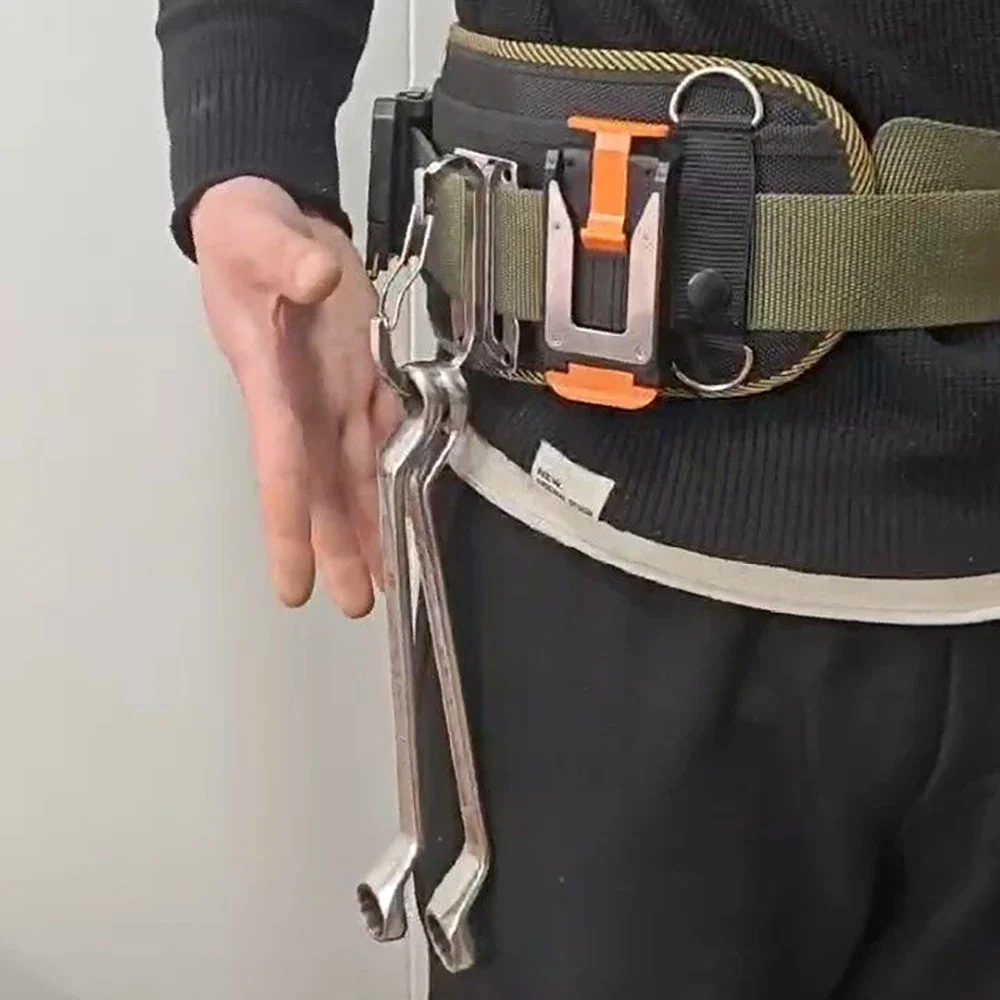 1 Stück Hochbelastbarer Edelstahl-Druckknopf-Schnellaufhängehaken für Werkzeuggürtel, Wand, Schraubenschlüssel, Maßband, Bohrer, Handwerkzeug, Geschenk – Detail 7