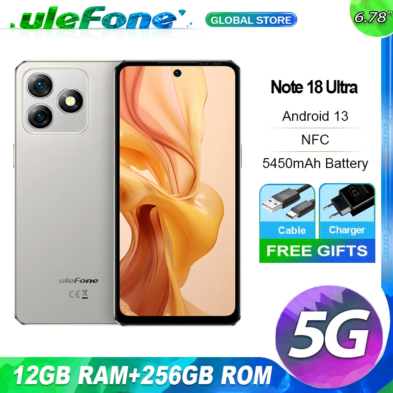 Ulefone Note 18 Ultra,12 Гб(6+6)+256 Гб,5G Dimensity 720,NFC,5450 мАч,Android 13,50MP Camera,глобальная версия