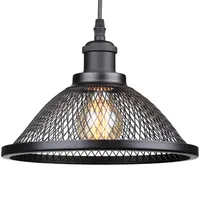 Wire Mesh Vintage Industrial E27 Pendant Light With Black Net Metal Retro Iron Hanging Lamp Loft Restaurant Ceiling Lampshade
