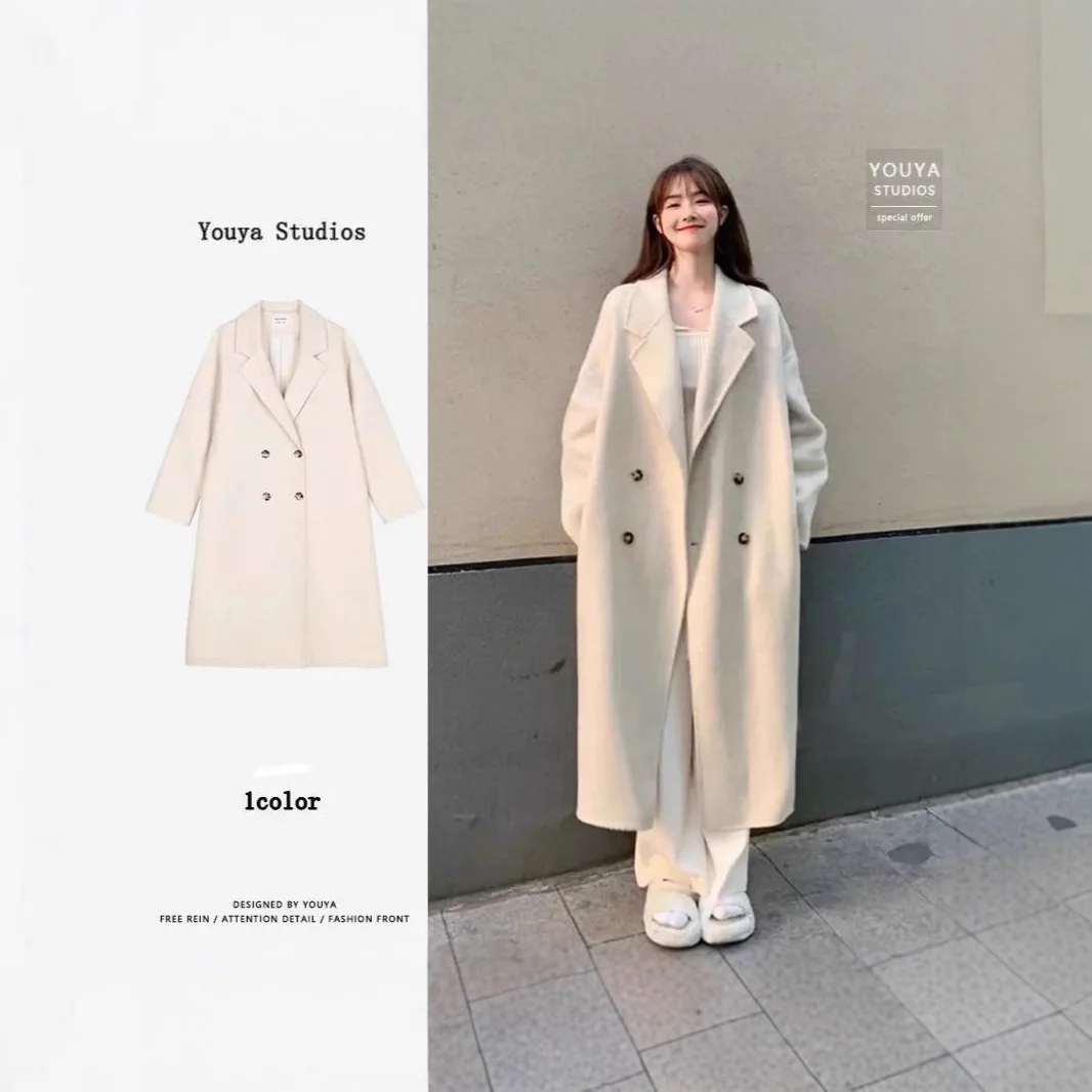 

Шерстяное пальто для женщин, осень и зима 202, новое шерстяное пальто, универсальное и популярное для маленьких людей, стиль Хепберн, корейский тренд