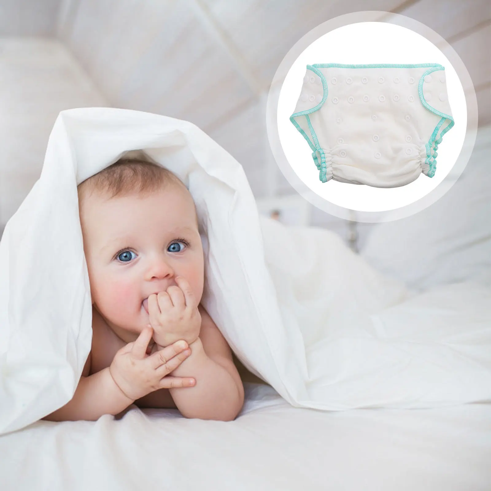 حفاضات أطفال محمولة قابلة للتنفس من قطن الخيزران، وسادة تغيير حفاضات أطفال مقاومة للماء وقابلة لإعادة الاستخدام وقابلة للغسل #4