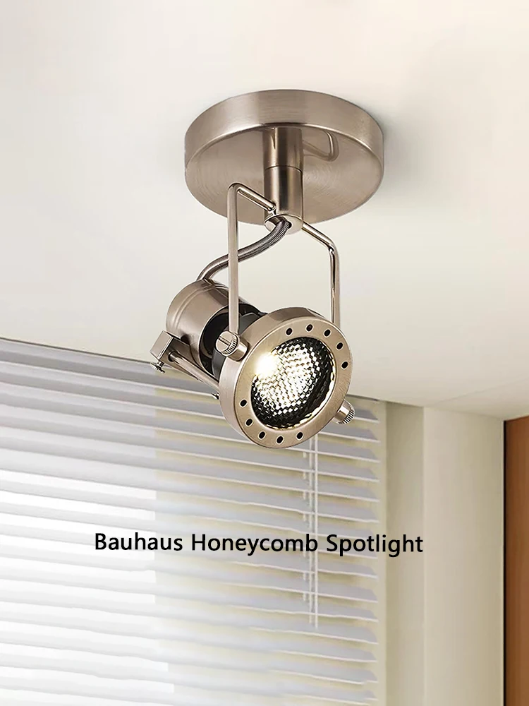

Bauhaus Industrial Style Ceiling Light GU10 Silver Metal Rotatable Spotlight Vintage Sconce for Bedroom Dining Room Corridor