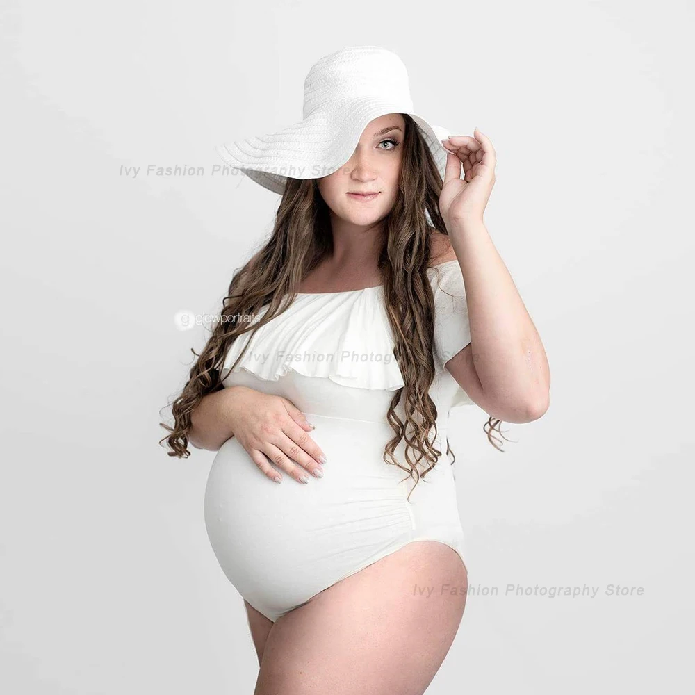 Maternity Bodysuit Stretchy Close-Fitting Ruffles Pregnancy Jumpsuits Photography Studio Clothing Maternity Photography Props