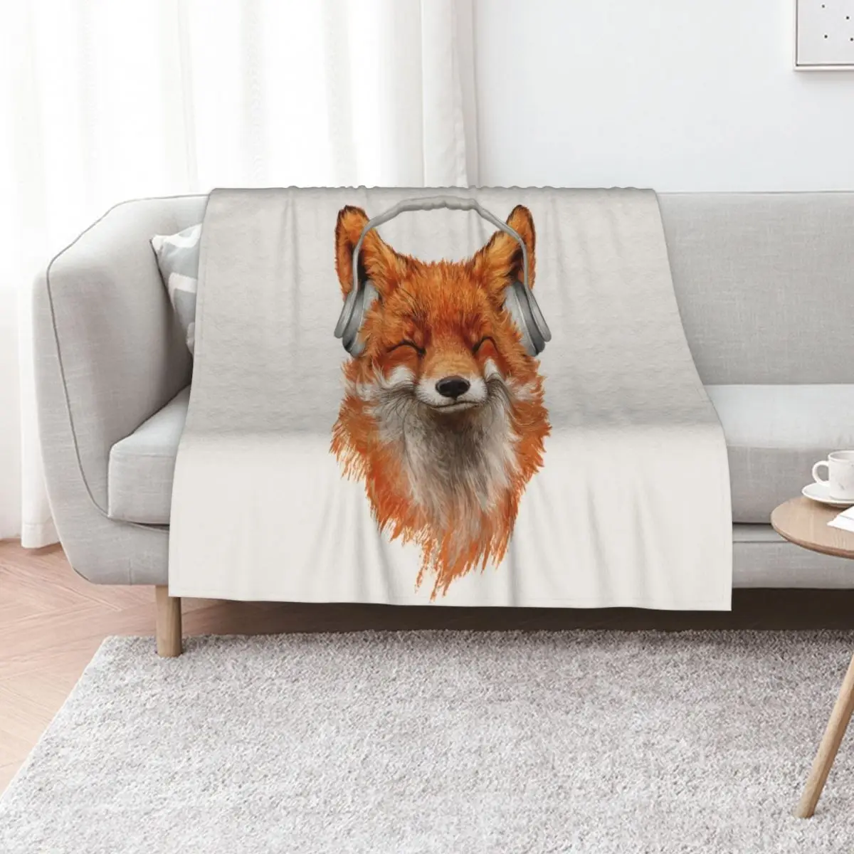 Smiling Musical Fox Throw Blanket Thins Blankets For Bed Softest Giant Sofa Cute Plaid Travel Blankets