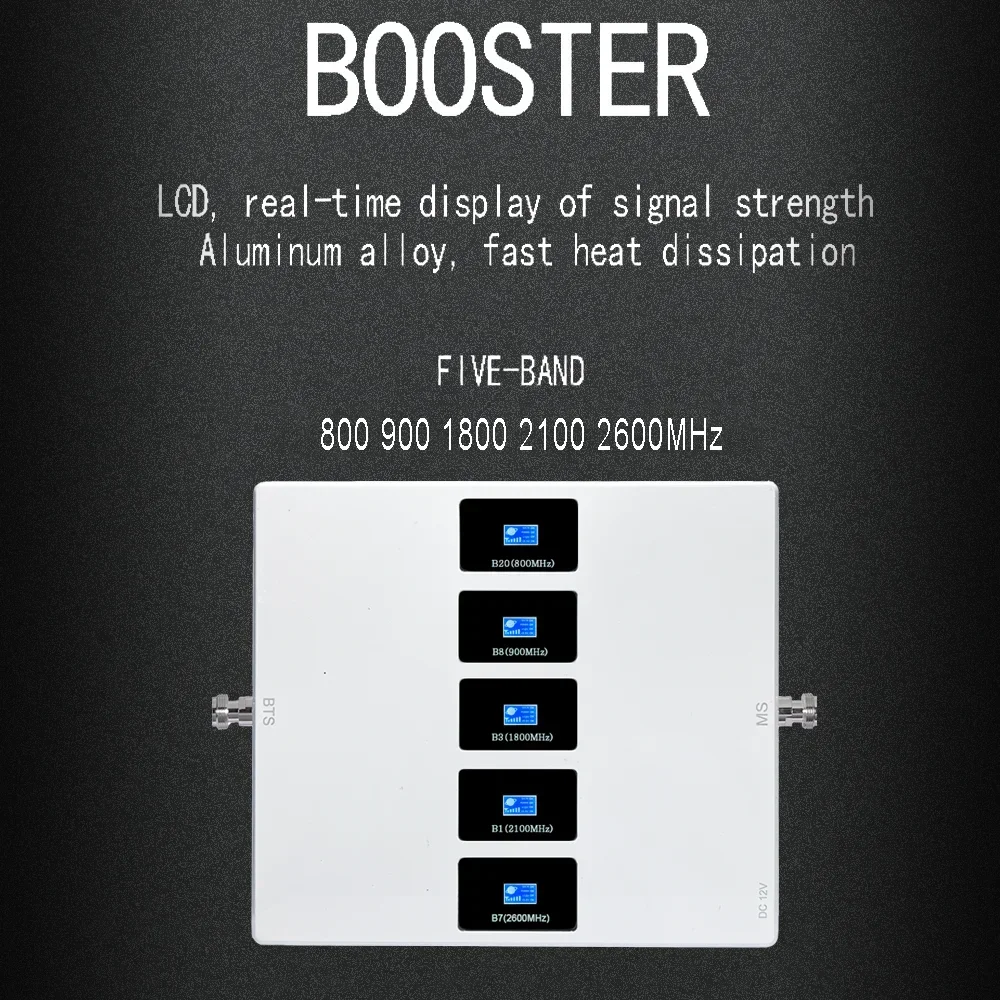 2G 3G 4G Booster Five Band B20 800 900 1800 2100 2600mhz Mobile Network