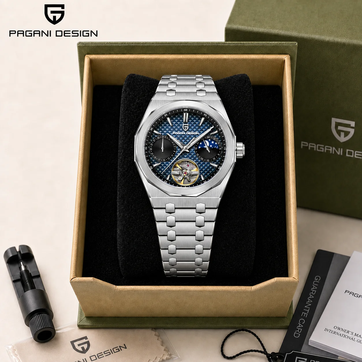 Pagani Design 2026 New 41MM Automatic Mechanical Sapphire Men Watch Stainless Steel TEXTURE1 0bar Waterproof Gift Reloj Hombre