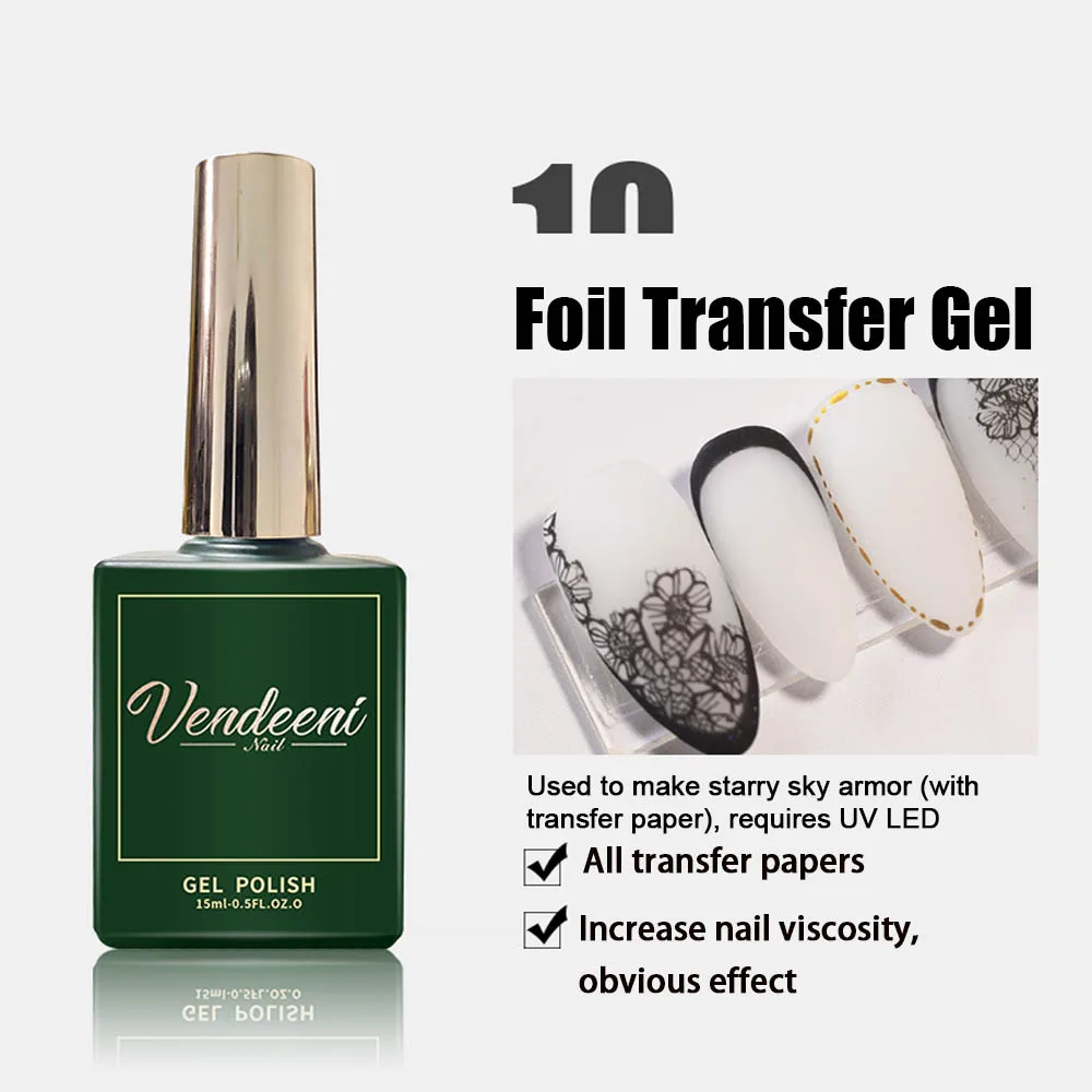 Vendeeni 15ml UV-Nagelkunst-Funktionsgel Nagellack Top Base Coat Matt Diamant Top Coat Verstärktes Gel Blossom Gel Folien-Gel – Detail 15
