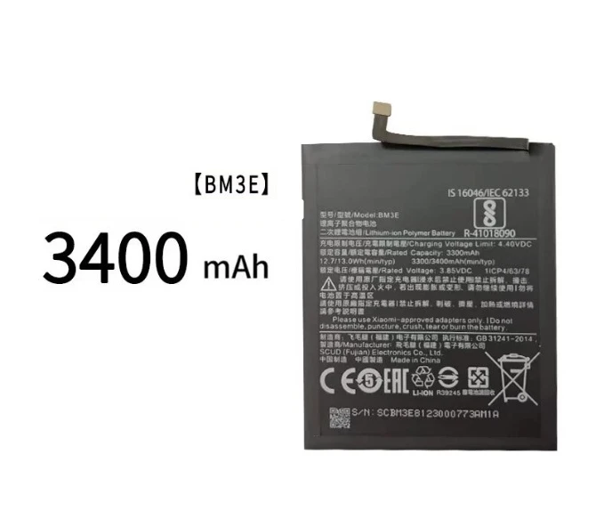 For xiaomi 8 rear fingerprint hole new mobile phone battery bm3e 3400mah