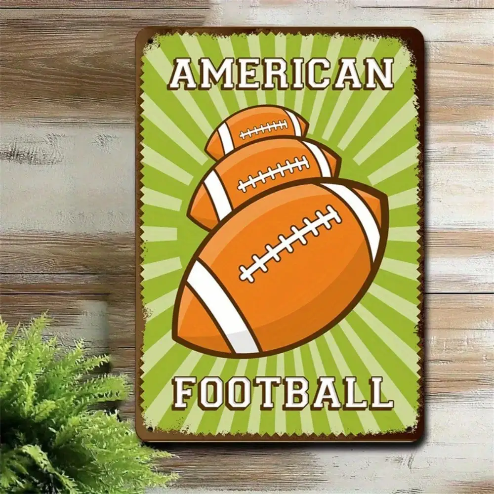 

1PC Vintage Football Tin Sign - Championship Game Design for Sports Bar, Man Cave & Game Room Decor, 8x12in/20x30cm