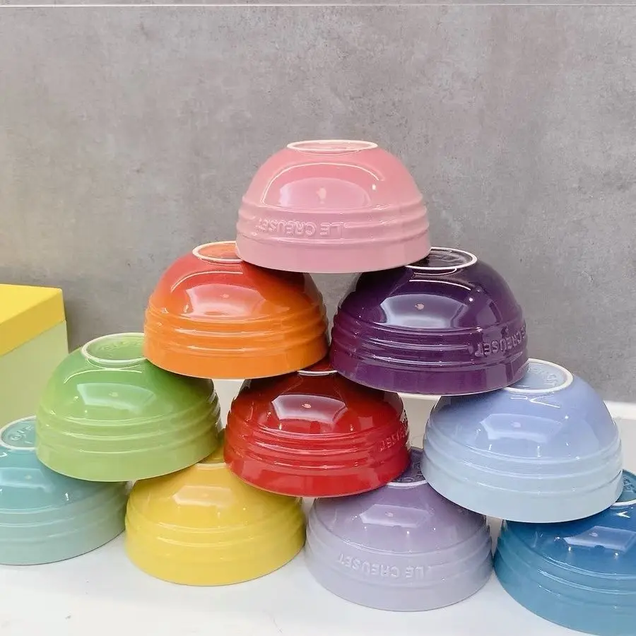 Macaron Rainbow Bowl 12cm Rice Bowl Multicolored Ceramic Bowl Kitchen Supplies Household Single Person Eating Multi Person