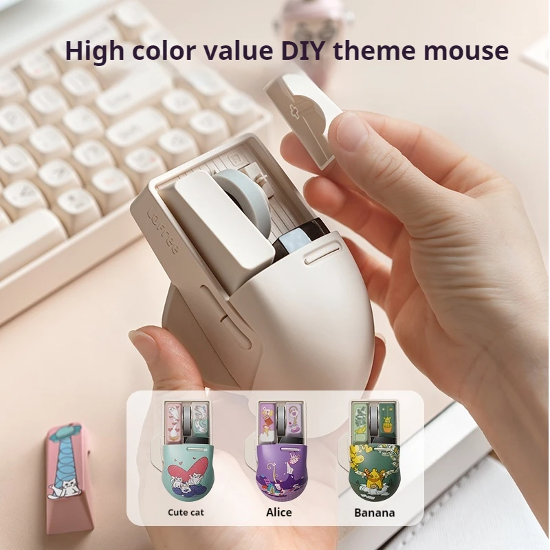 Lofree Tri-Mode Wireless Bluetooth Theme Button Mouse Fine Tuning Dpi Pbt Plug Back Oled Display Efficient Durable Office Game